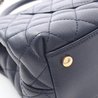 Chanel Handbag Coco Handle 29 Top Flap Bag Quilted 2-Way Navy Caviar Leather — view 7