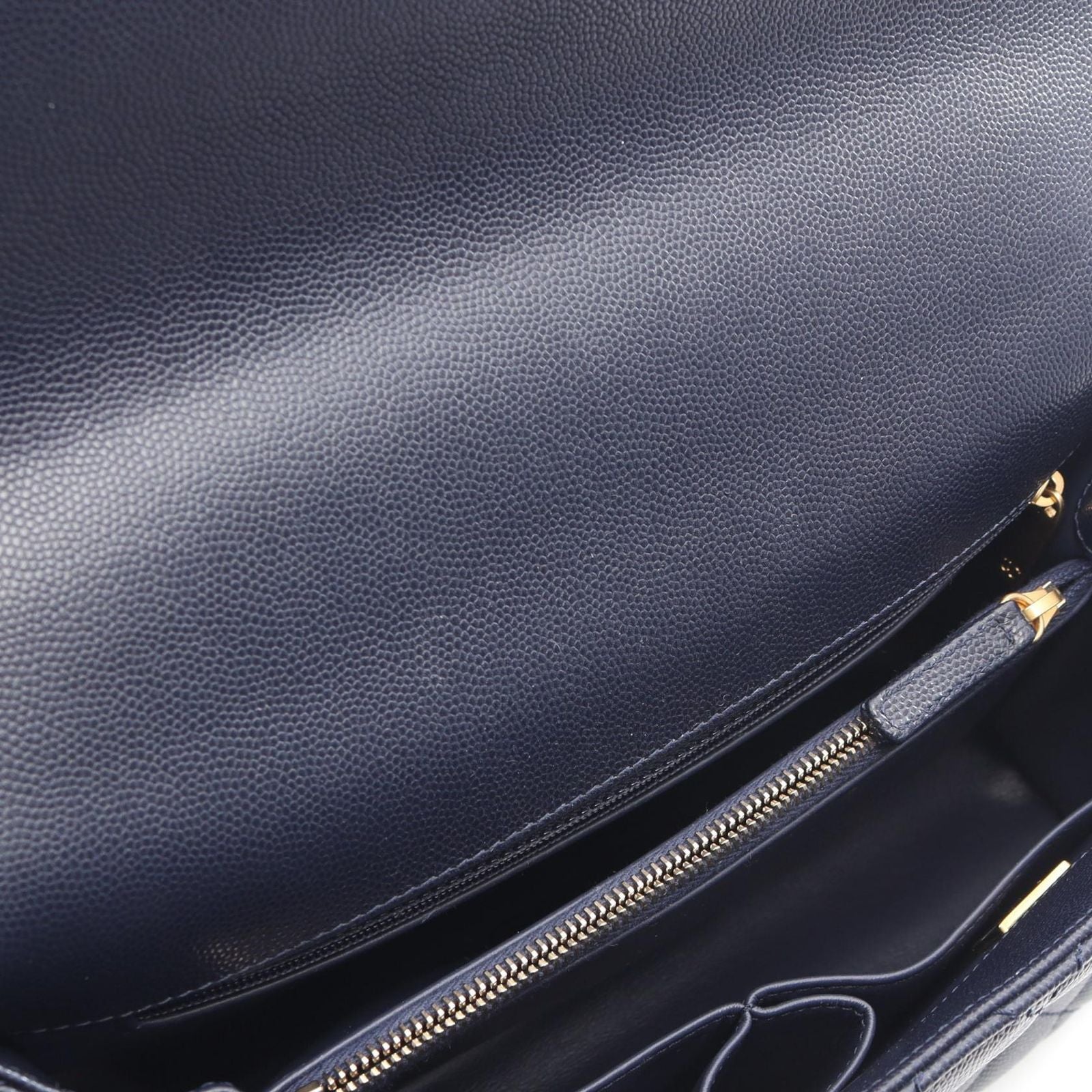 Chanel Handbag Coco Handle 29 Top Flap Bag Quilted 2-Way Navy Caviar Leather — view 6