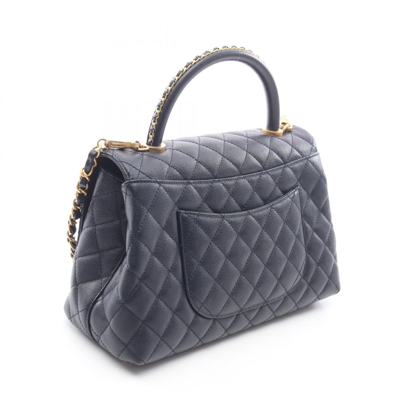 Chanel Handbag Coco Handle 29 Top Flap Bag Quilted 2-Way Navy Caviar Leather — view 2