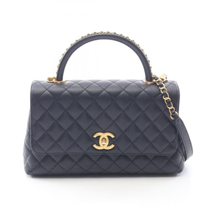 Chanel Handbag Coco Handle 29 Top Flap Bag Quilted 2-Way Navy Caviar Leather