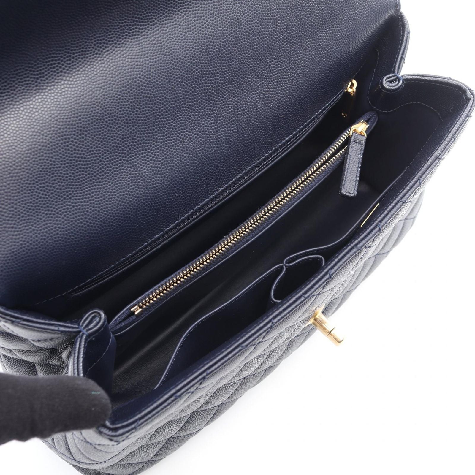 Chanel Handbag Coco Handle 29 Top Flap Bag Quilted 2-Way Navy Caviar Leather — view 3