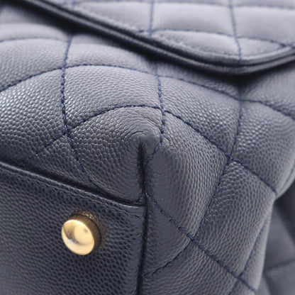 Chanel Handbag Coco Handle 29 Top Flap Bag Quilted 2-Way Navy Caviar Leather — view 8