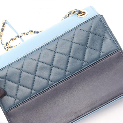 Chanel Shoulder Bag Quilted Blue Navy Lambskin Chain — view 8