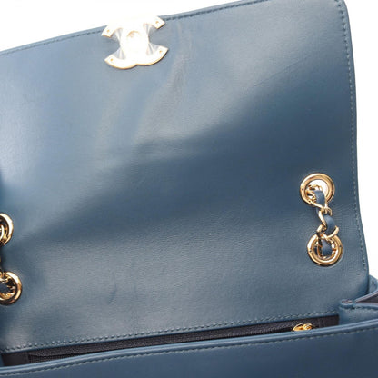 Chanel Shoulder Bag Quilted Blue Navy Lambskin Chain — view 6