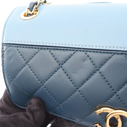 Chanel Shoulder Bag Quilted Blue Navy Lambskin Chain — view 9