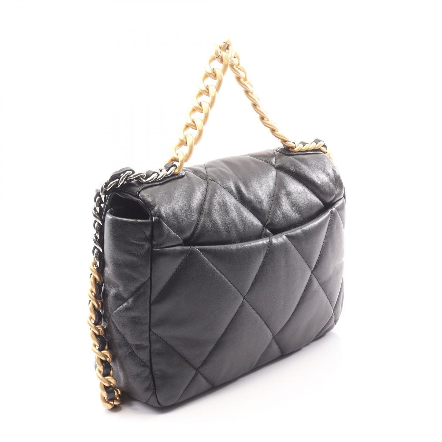 Chanel Shoulder Bag 19 D'isneuf Quilted 2-Way Black Lambskin 19 Chain — view 2
