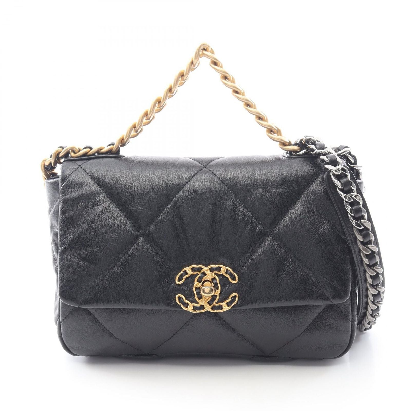 Chanel Shoulder Bag 19 D'isneuf Quilted Black Leather 19 Chain