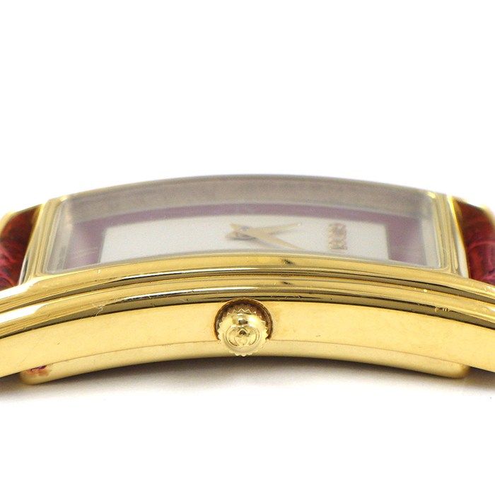 Gucci Watch Vintage Silver Red Dial SS Leather Quartz Analog — view 2