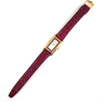 Gucci Watch Vintage Silver Red Dial SS Leather Quartz Analog — view 3
