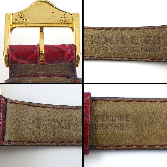 Gucci Watch Vintage Silver Red Dial SS Leather Quartz Analog — view 5