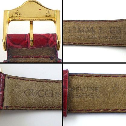 Gucci Watch Vintage Silver Red Dial SS Leather Quartz Analog — view 5