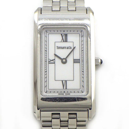 Tiffany & Co Watch Classic Rectangle White Dial Roman Index SS Quartz Analog