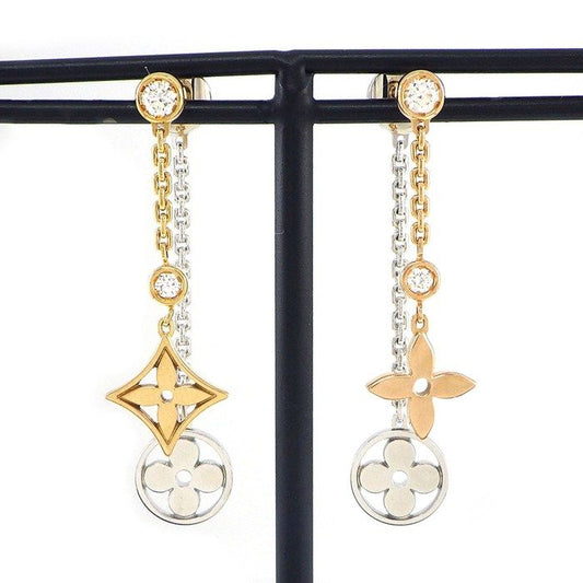 Louis Vuitton Earrings Boucle Doreille Monogram Idylle Double Chain Blossom
