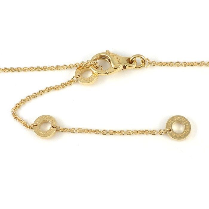 Bvlgari Necklace Round Circle Logo 1 Point Square Cut Diamond 18k Yellow Gold — view 4
