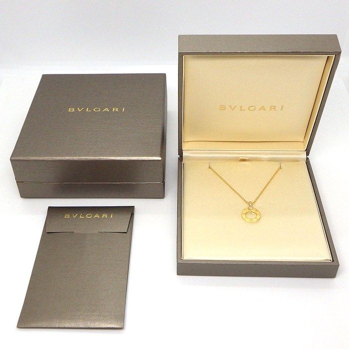 Bvlgari Necklace Round Circle Logo 1 Point Square Cut Diamond 18k Yellow Gold — view 8