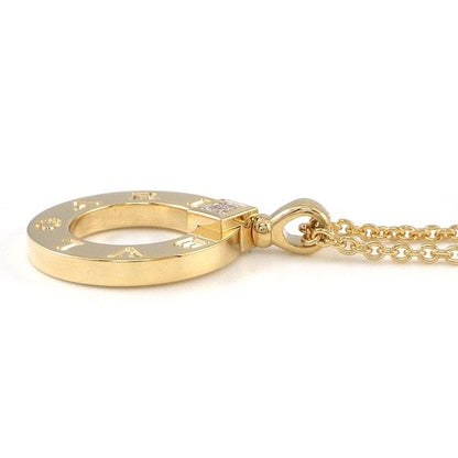 Bvlgari Necklace Round Circle Logo 1 Point Square Cut Diamond 18k Yellow Gold — view 3