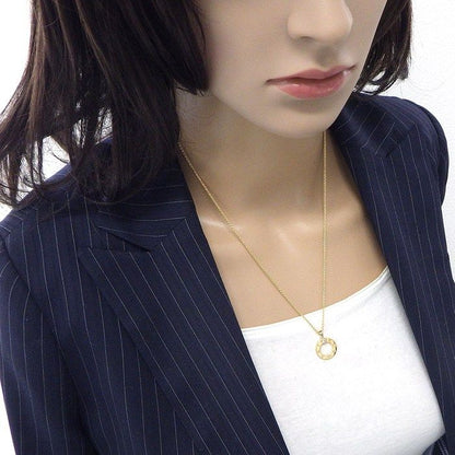 Bvlgari Necklace Round Circle Logo 1 Point Square Cut Diamond 18k Yellow Gold — view 7