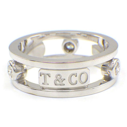 Tiffany & Co Ring Element Double Wire Logo Point Diamond 18k White Gold — view 3