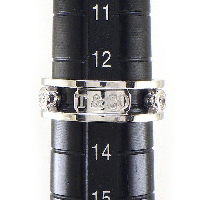 Tiffany & Co Ring Element Double Wire Logo Point Diamond 18k White Gold — view 7