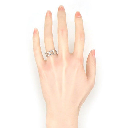 Tiffany & Co Ring Element Double Wire Logo Point Diamond 18k White Gold — view 6