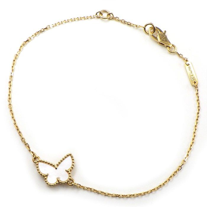 Van Cleef & Arpels Bracelet Sweet Alhambra Papillon White Shell 18k Yellow Gold