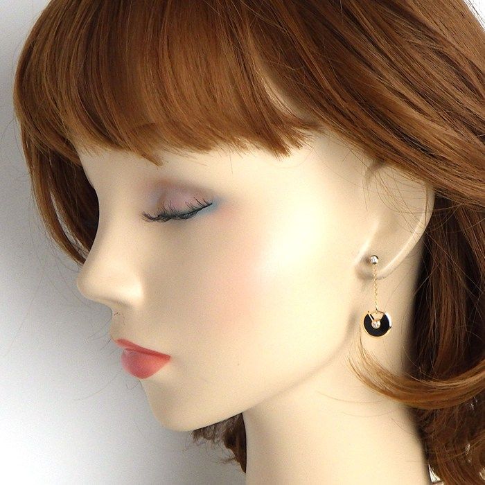 Cartier Earrings Amulet Swing Drop Onyx Diamond 18k Pink Gold — view 6
