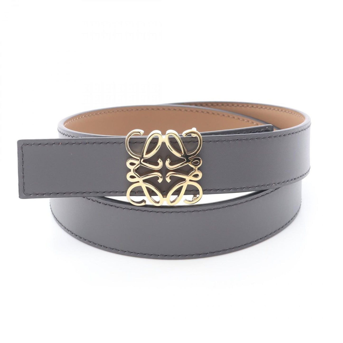 Loewe Belt Reversible Anagram Bombe Gold Tan Leather — view 5