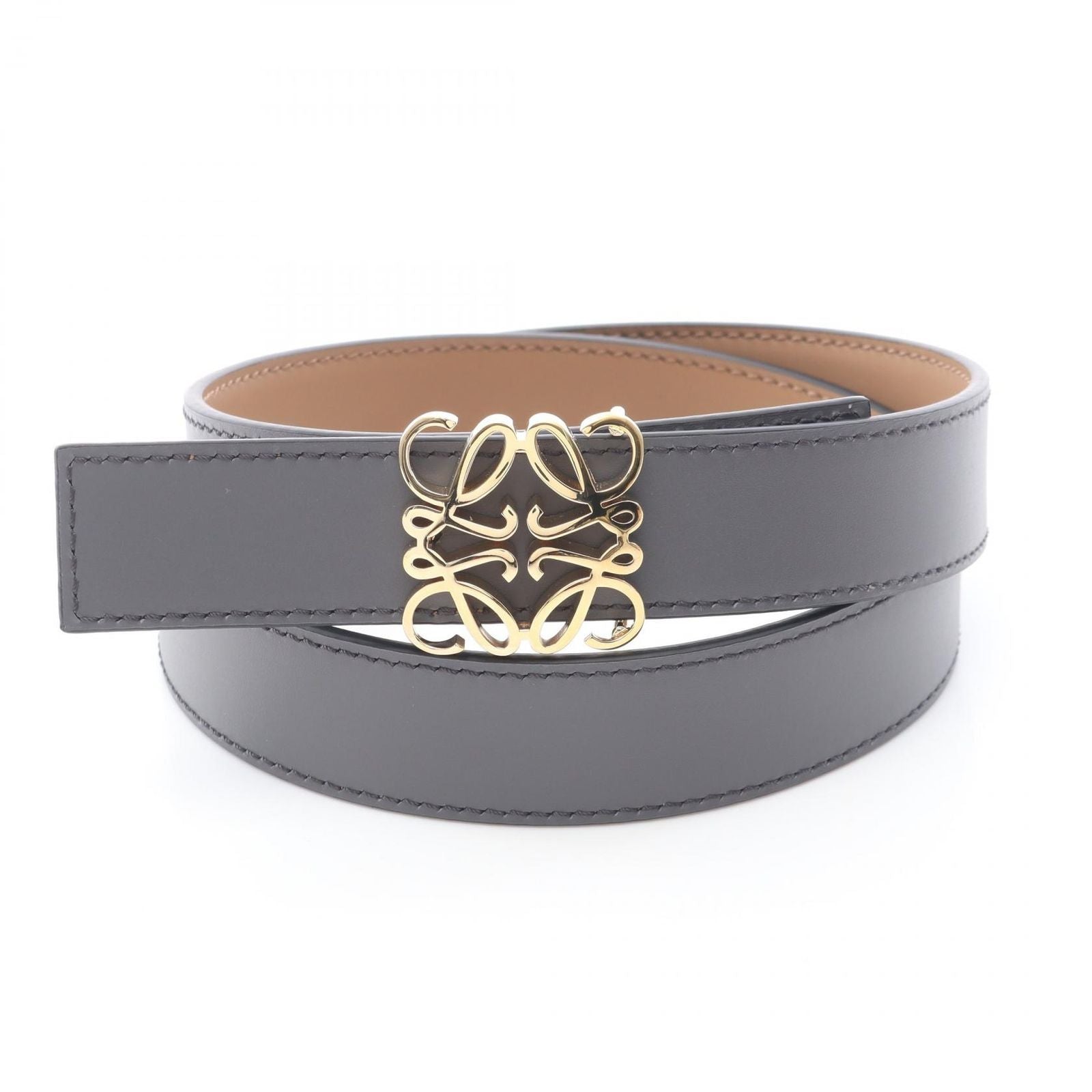 Loewe Belt Reversible Anagram Bombe Gold Tan Leather — view 5