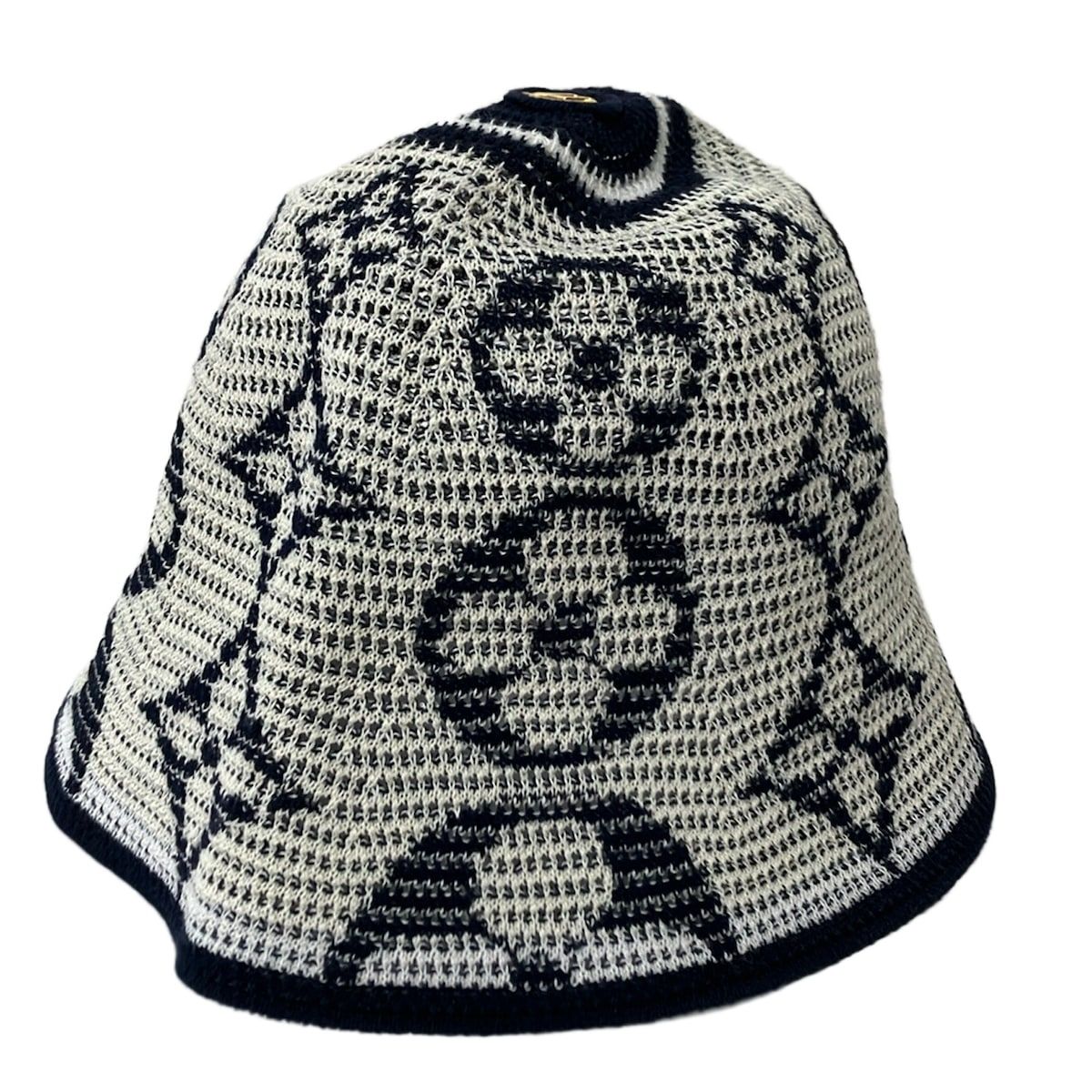 Louis Vuitton Hat Ivory Da Ninenavy Monogram Pattern Cotton