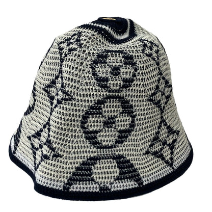 Louis Vuitton Hat Ivory Da Ninenavy Monogram Pattern Cotton
