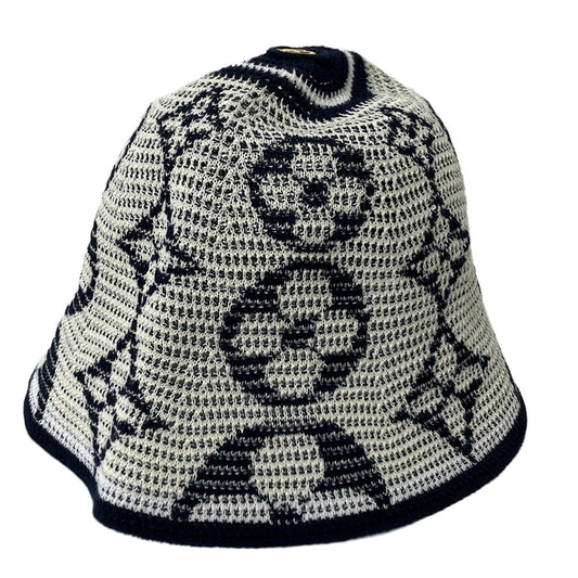Louis Vuitton Hat Ivory Da Ninenavy Monogram Pattern Cotton
