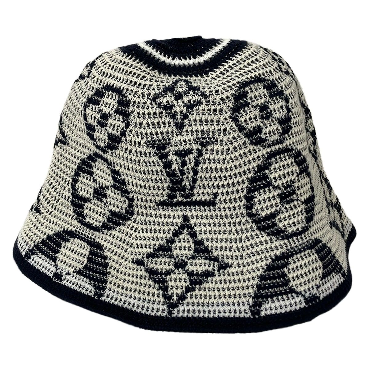 Louis Vuitton Hat Ivory Da Ninenavy Monogram Pattern Cotton — view 2