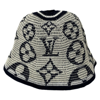 Louis Vuitton Hat Ivory Da Ninenavy Monogram Pattern Cotton — view 2