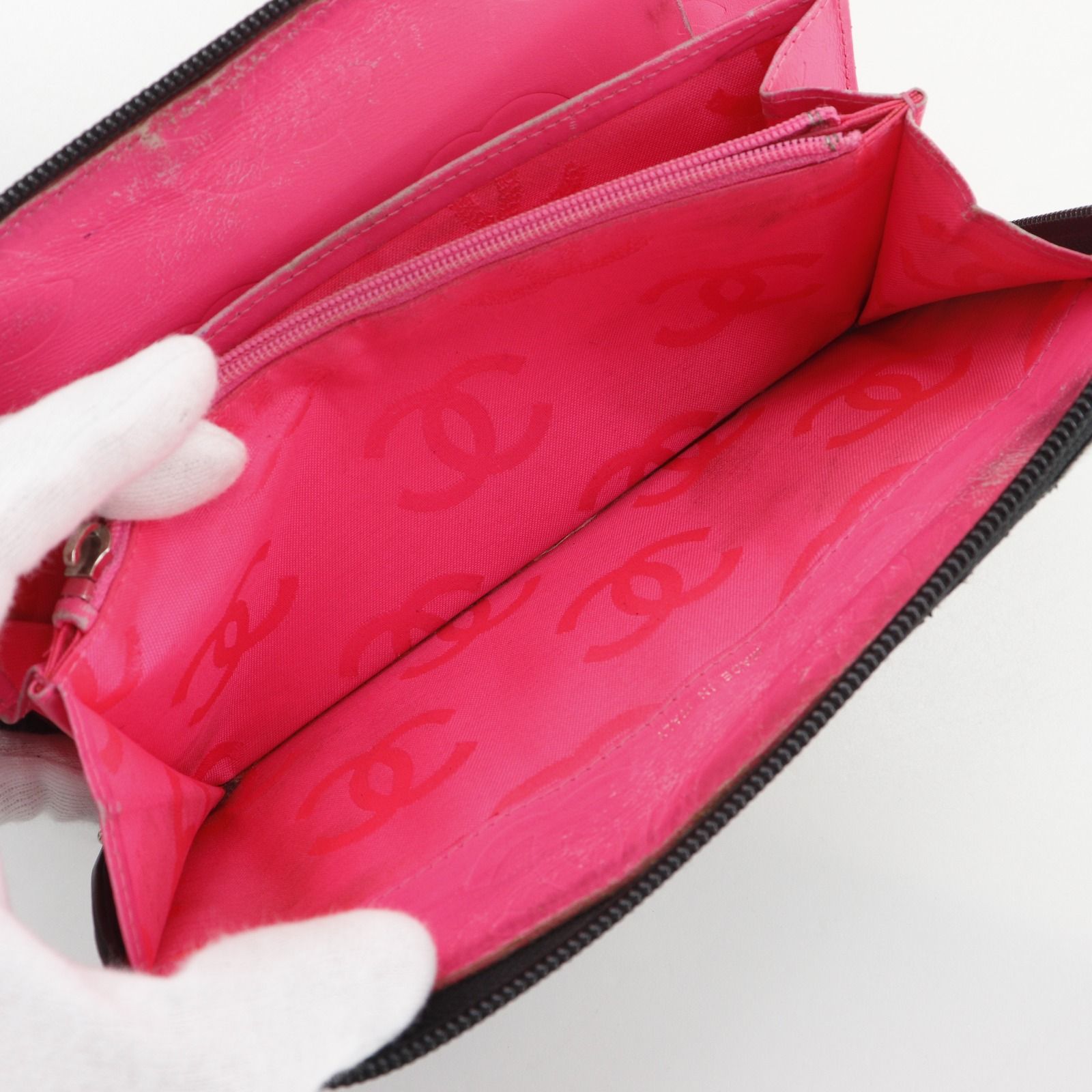 Chanel Cambon Line Patent Leather Black LadyLong Wallet — view 6