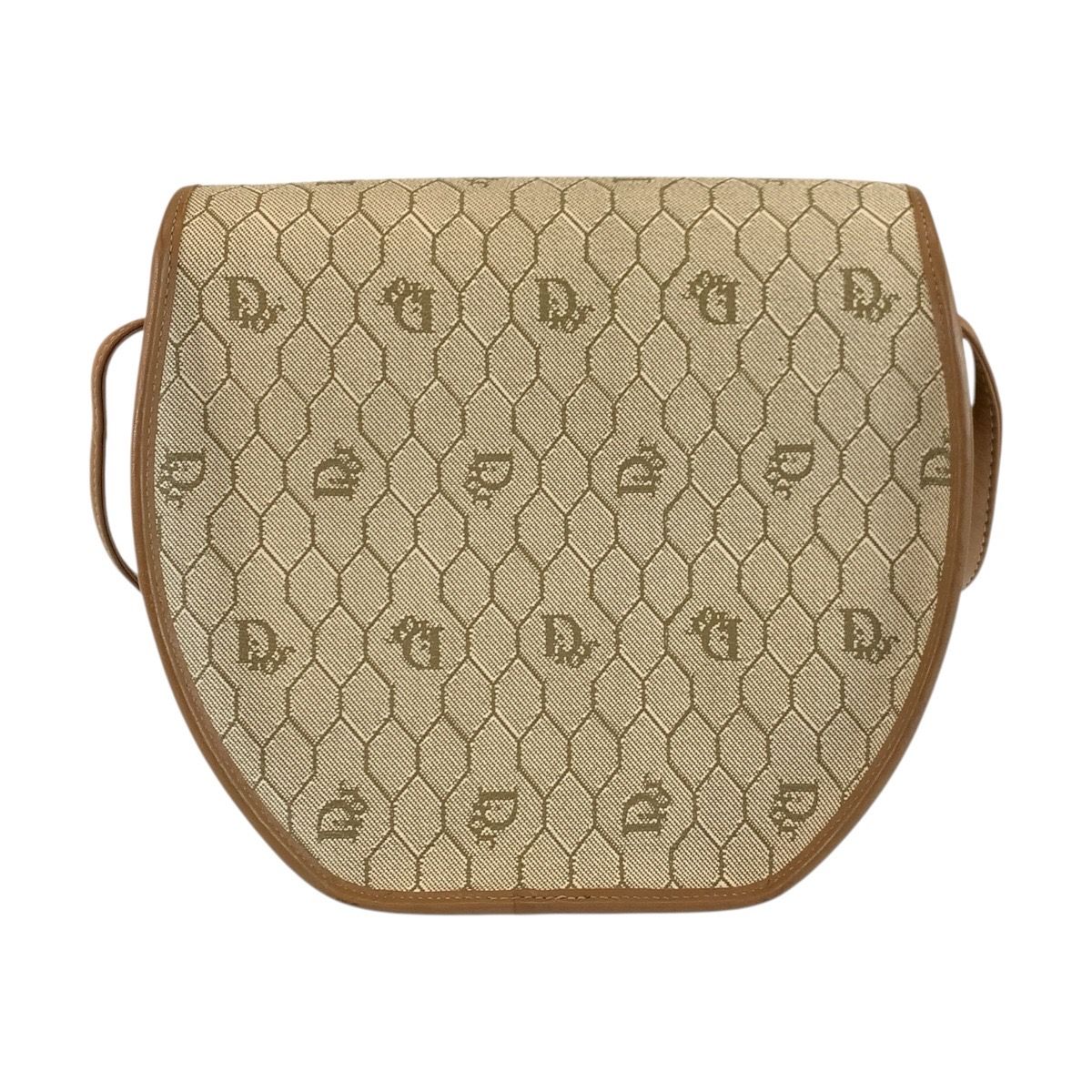 Dior Vintage Honeycomb Pattern Beige Brown Shoulder Bag Pochette — view 2