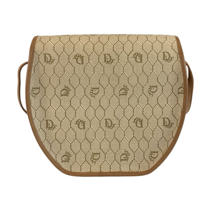 Dior Vintage Honeycomb Pattern Beige Brown Shoulder Bag Pochette — view 2