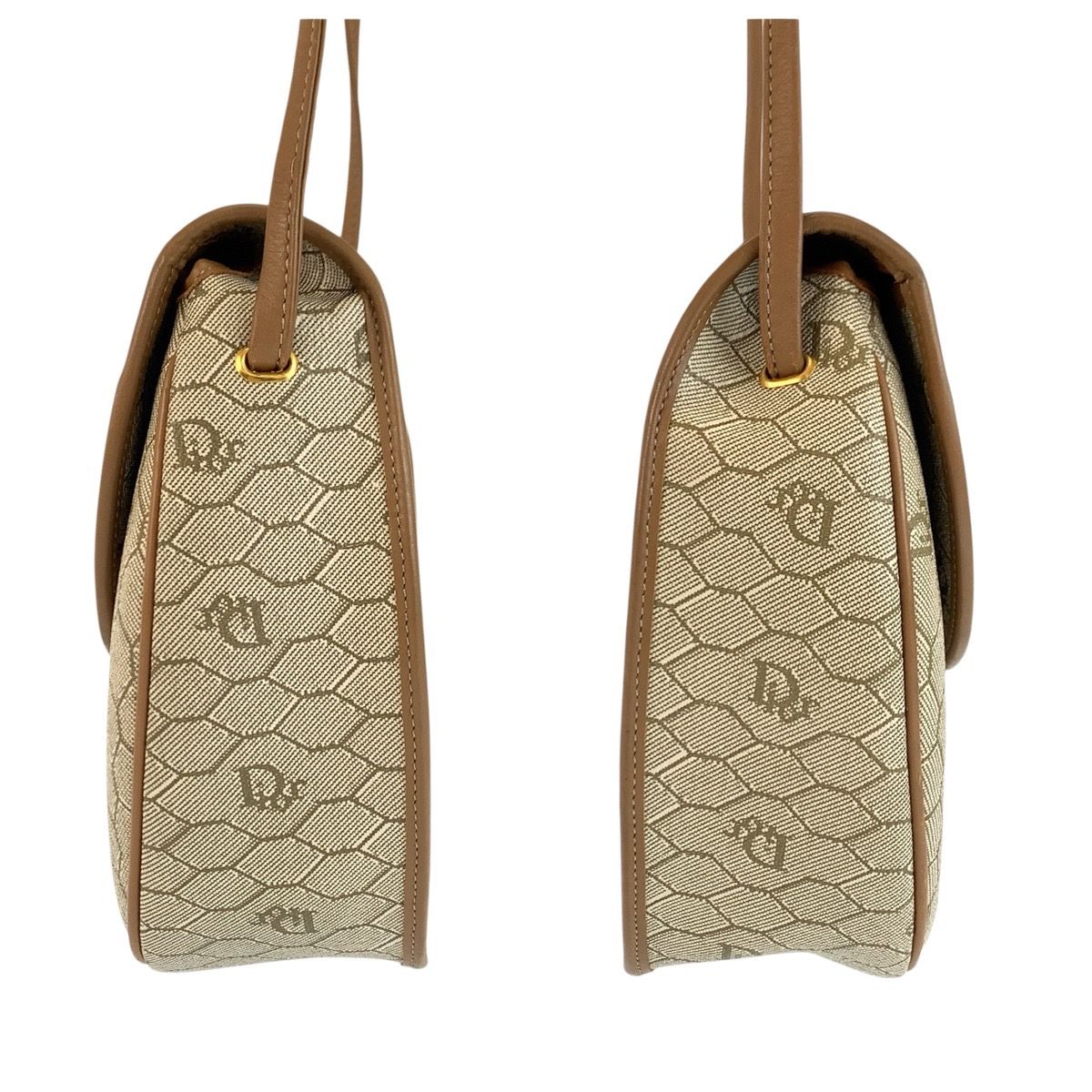 Dior Vintage Honeycomb Pattern Beige Brown Shoulder Bag Pochette — view 6