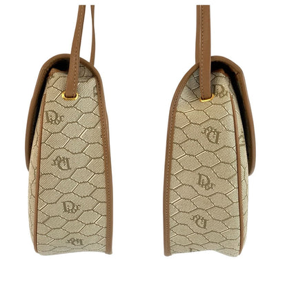 Dior Vintage Honeycomb Pattern Beige Brown Shoulder Bag Pochette — view 6