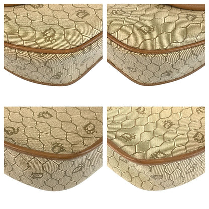 Dior Vintage Honeycomb Pattern Beige Brown Shoulder Bag Pochette — view 4