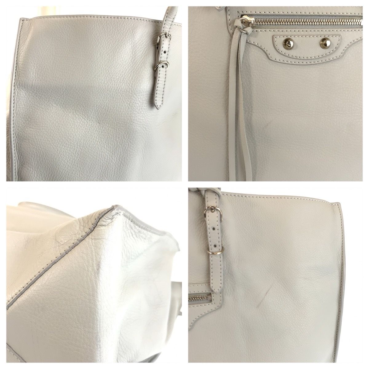 Balenciaga the Paper Gray Silver Leather Tote — view 5