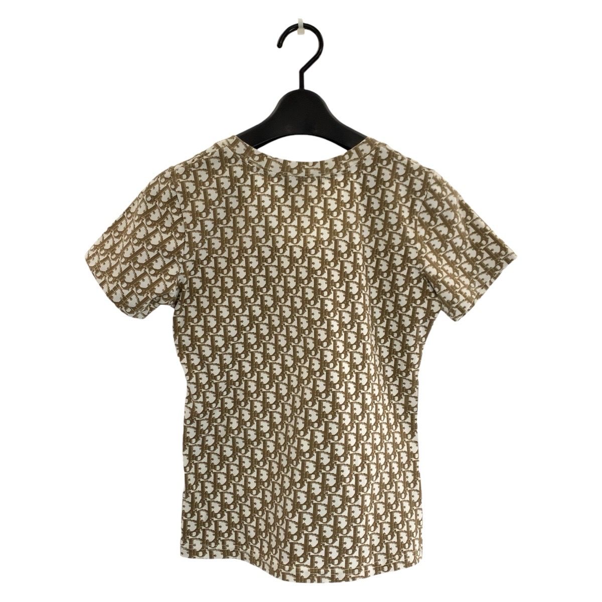 Dior Trotter Flower 38 Beige Cotton Short Sleeve T-Shirt V-neck — view 2