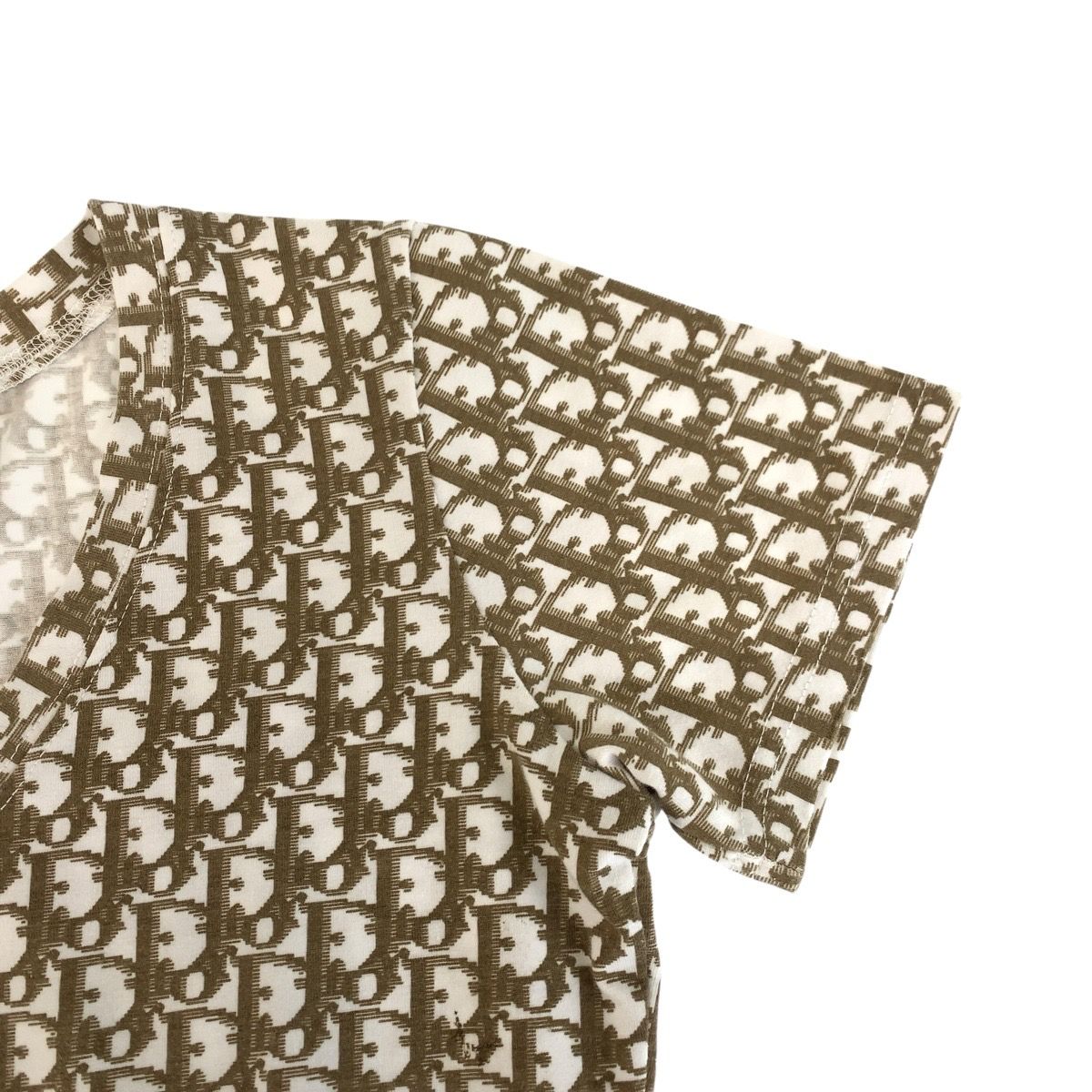 Dior Trotter Flower 38 Beige Cotton Short Sleeve T-Shirt V-neck — view 6