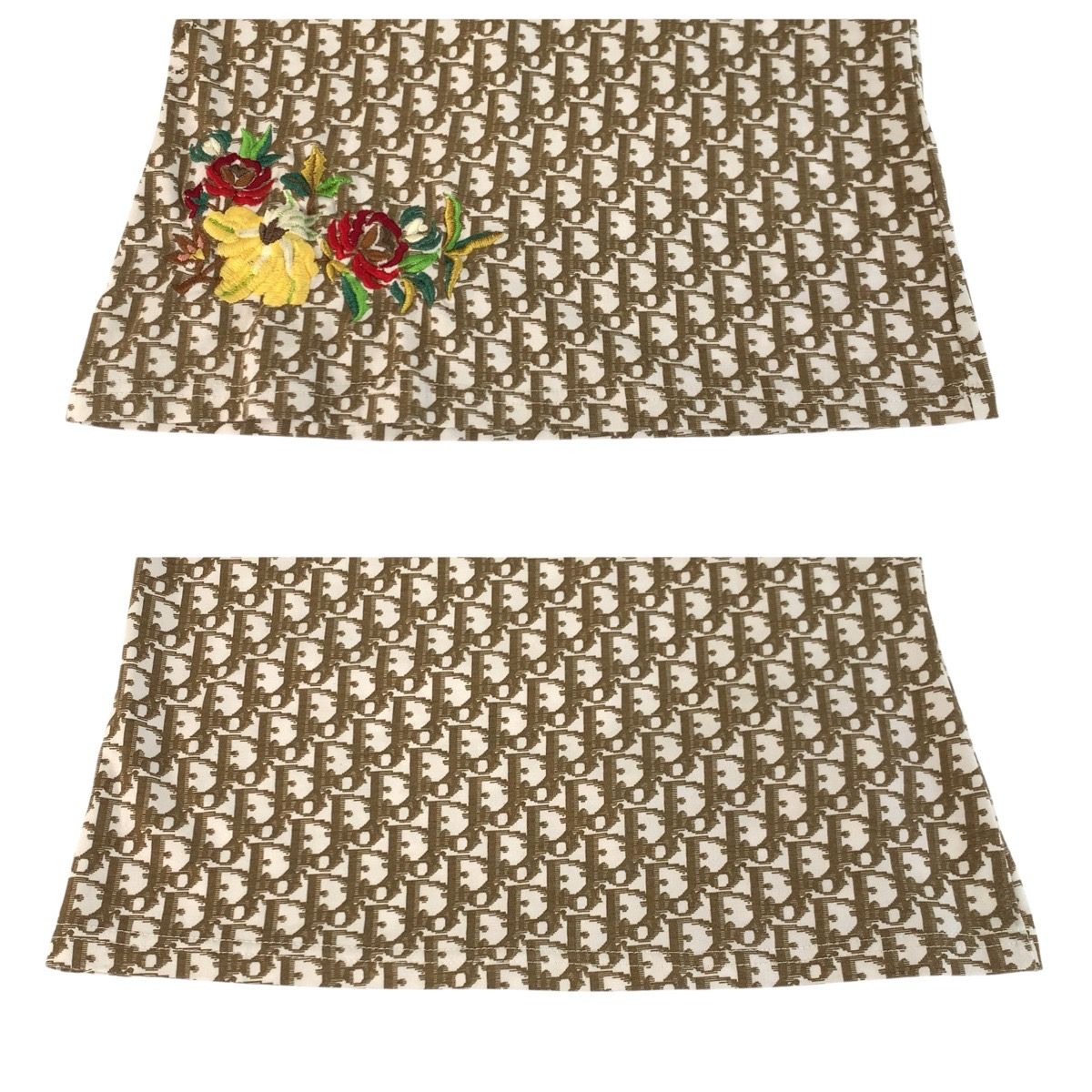 Dior Trotter Flower 38 Beige Cotton Short Sleeve T-Shirt V-neck — view 5