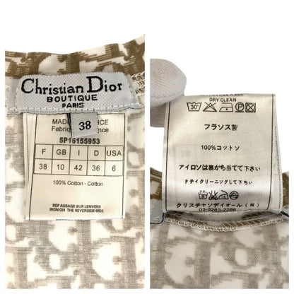 Dior Trotter Flower 38 Beige Cotton Short Sleeve T-Shirt V-neck — view 3
