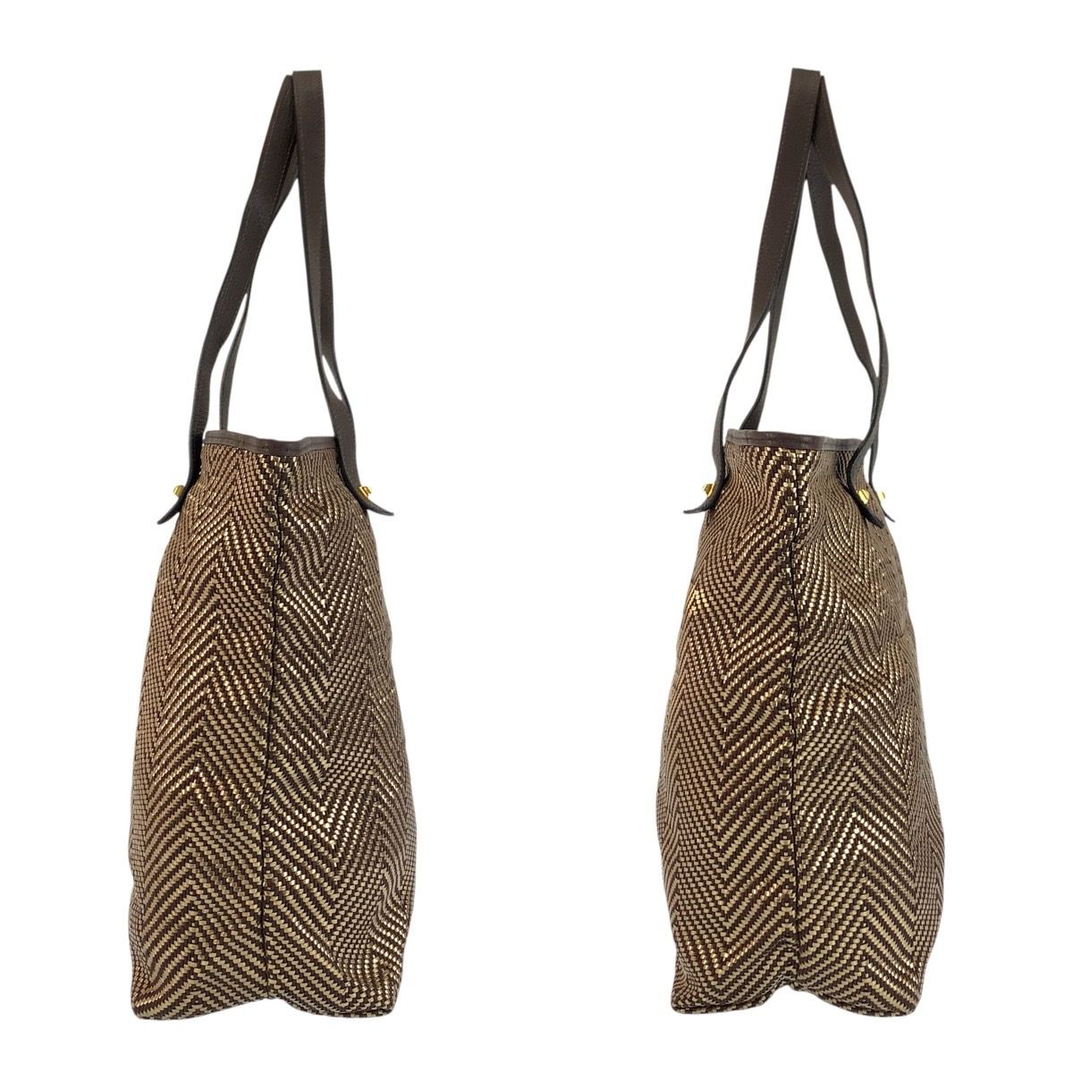 Hermes Cabas Chennai Brown Gold Polyester Leather Tote Shoulder Bag — view 7