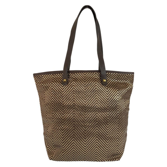 Hermes Cabas Chennai Brown Gold Polyester Leather Tote Shoulder Bag