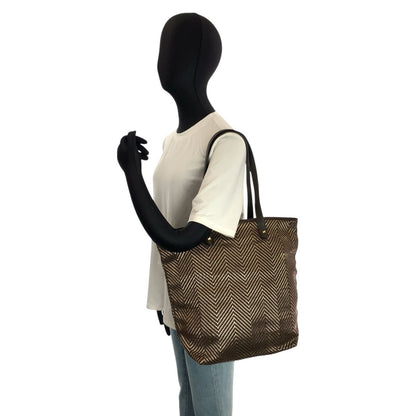 Hermes Cabas Chennai Brown Gold Polyester Leather Tote Shoulder Bag — view 6