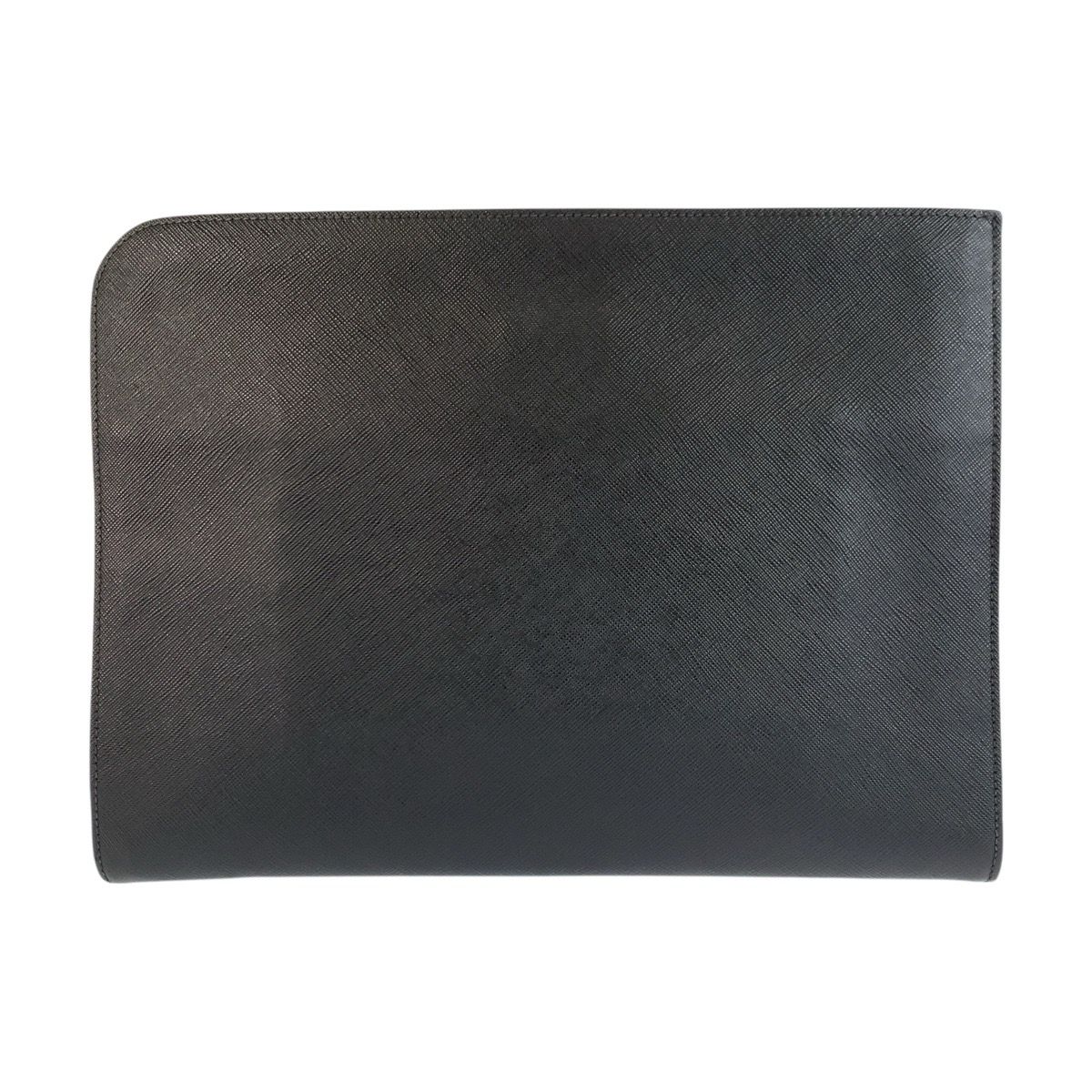 Prada Saffiano Black Silver Leather Clutch — view 2
