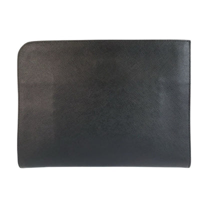 Prada Saffiano Black Silver Leather Clutch — view 2