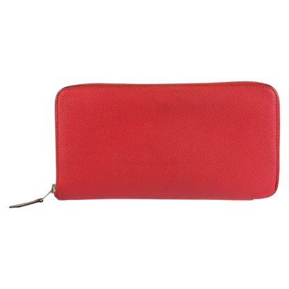Hermes Azap Long Silk in Red Silver Veau Wallet